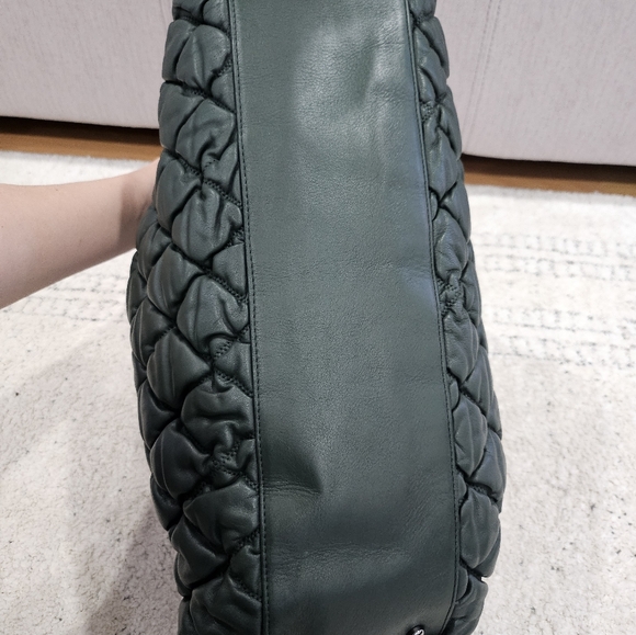 CHANEL Dark Forest Green Quilted Puffer Bowler Bag - Picture 10 of 16